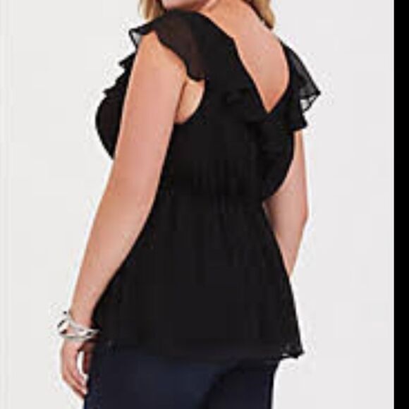 Torrid Ruffle Chiffon Babydoll Tank Top Black 5X - Picture 2 of 9